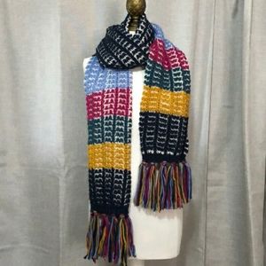 Multi Color Stripe Scarf-Fringe-74x11